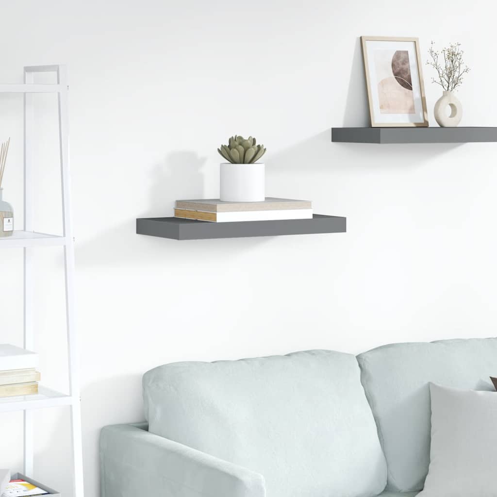 Ράφι Τοίχου Γυαλιστερό Γκρι 50x23x3,8 εκ. MDF
