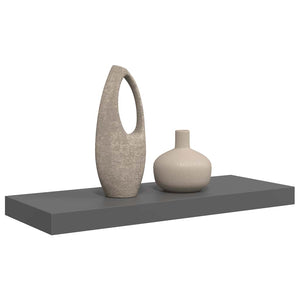 Ράφι Τοίχου Γυαλιστερό Γκρι 60x23,5x3,8 εκ. MDF