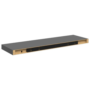 Ράφι Τοίχου Γυαλιστερό Γκρι 80x23,5x3,8 εκ. MDF