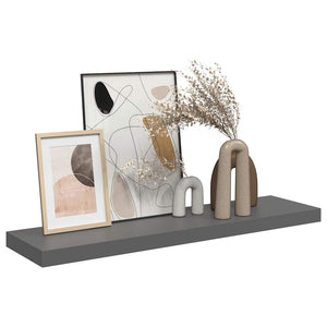 Ράφι Τοίχου Γυαλιστερό Γκρι 90 x 23,5 x 3,8 εκ. MDF