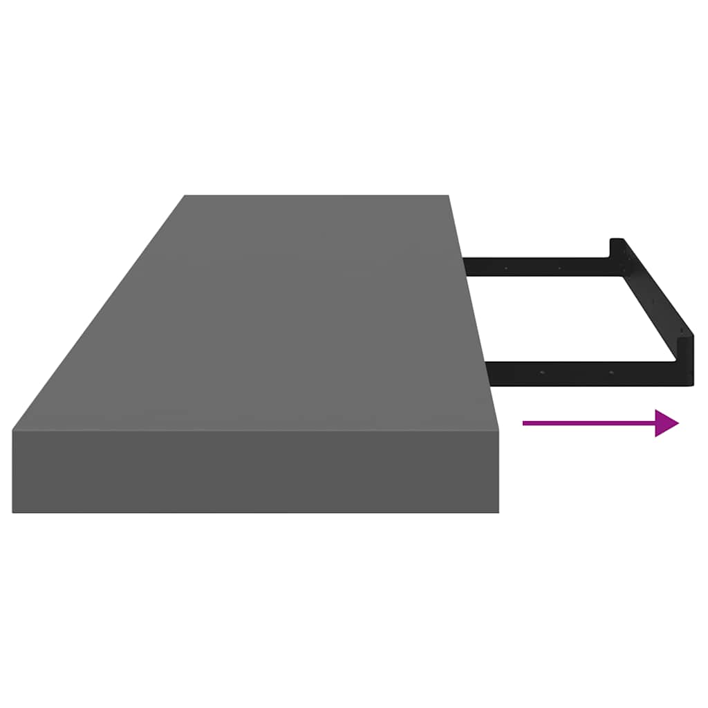 Ράφι Τοίχου Γυαλιστερό Γκρι 90 x 23,5 x 3,8 εκ. MDF