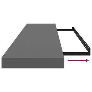 Ράφια Τοίχου Γυαλιστερά Γκρι 2 Τεμάχια 120x23,5x3,8 εκ. MDF