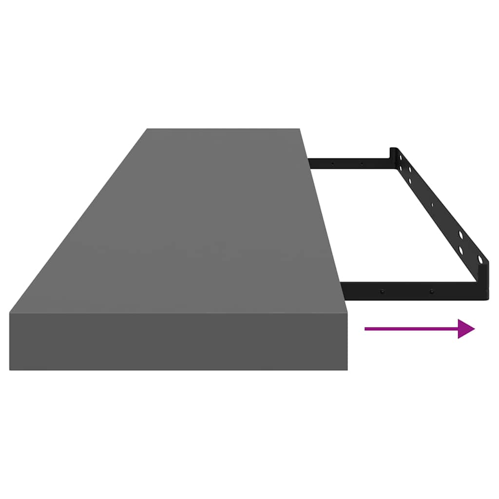 Ράφια Τοίχου Γυαλιστερά Γκρι 4 Τεμάχια 120x23,5x3,8 εκ. MDF