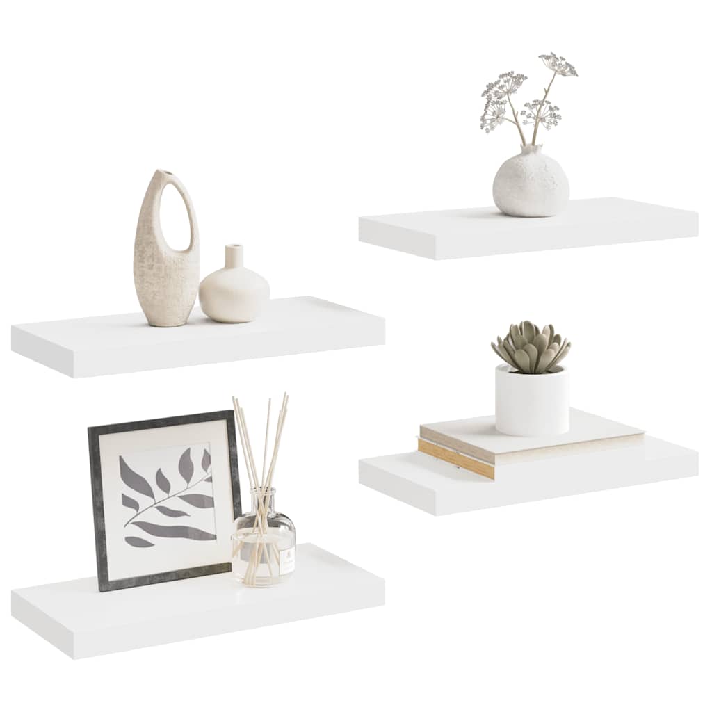 Ράφια Τοίχου 4 τεμ. Λευκά 50 x 23 x 3,8 εκ. MDF