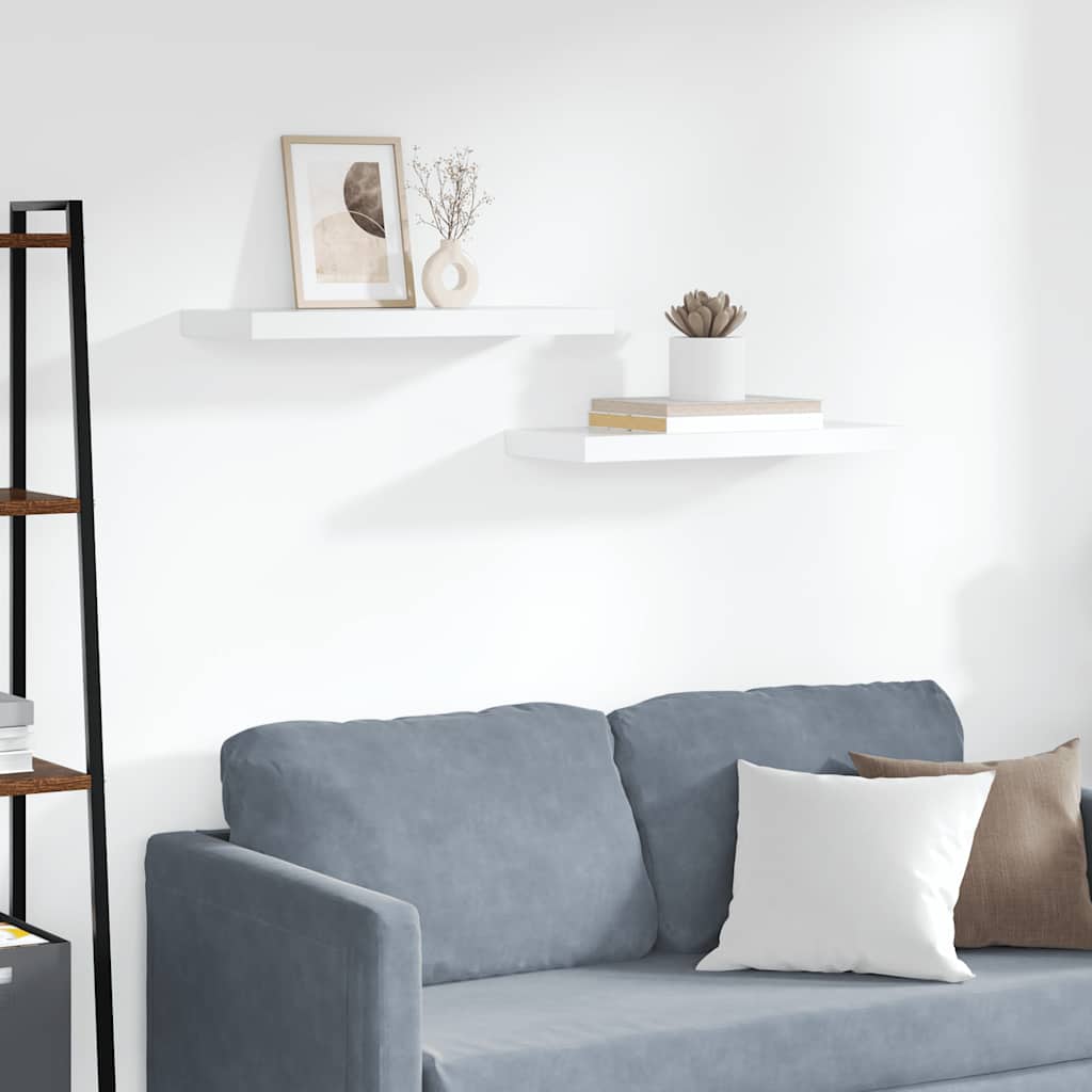 Ράφια Τοίχου 2 τεμ. Άσπρα 60 x 23,5 x 3,8 εκ. MDF