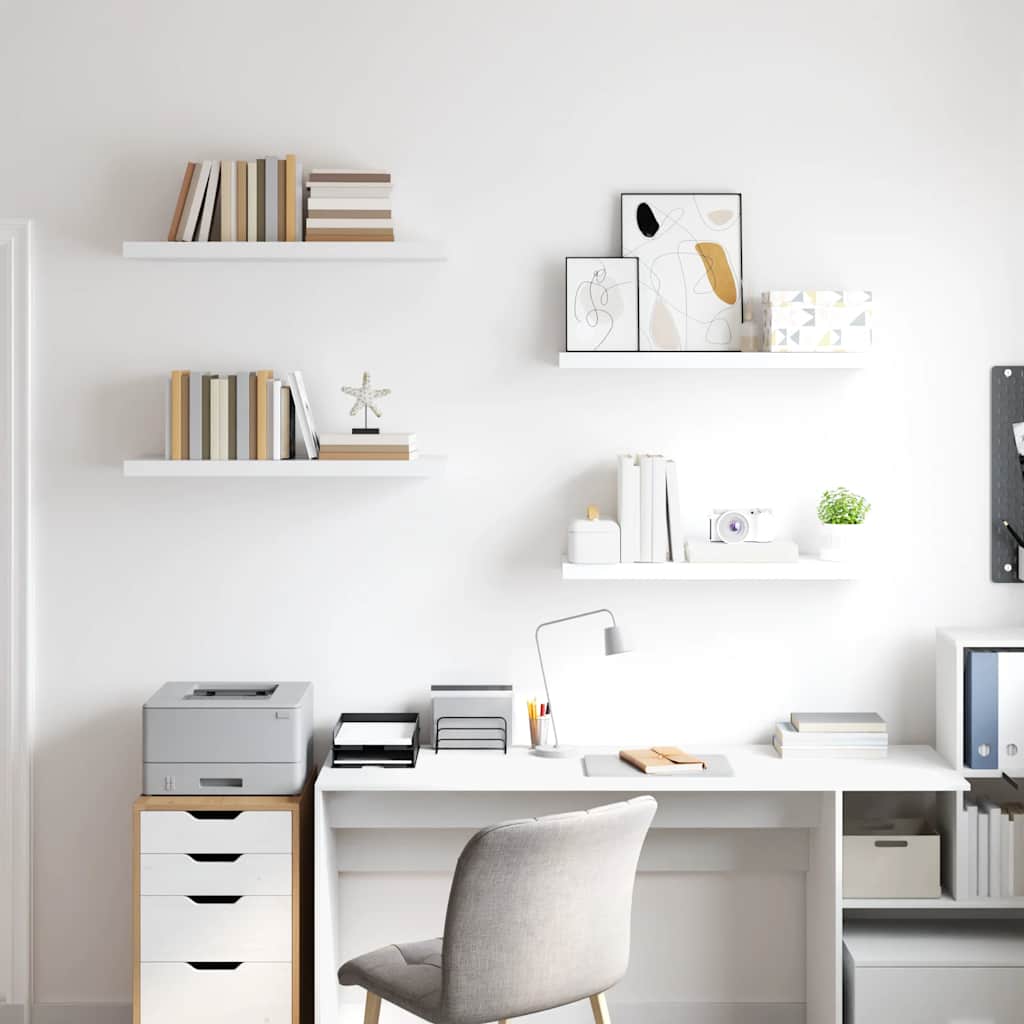 Ράφια Τοίχου 4 τεμ. Άσπρα 80x23,5x3,8 εκ. MDF