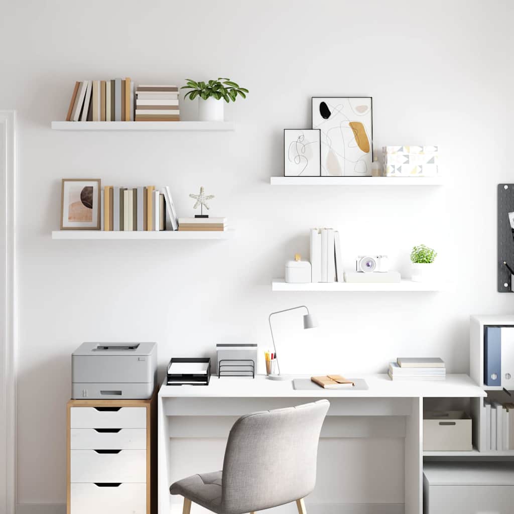 Ράφια Τοίχου 4 τεμ. Άσπρα 90x23,5x3,8 εκ. MDF