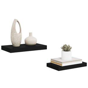 Ράφια Τοίχου 2 τεμ. Μαύρα 40x23x3,8 εκ. MDF - Pakobazaar