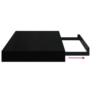 Ράφια Τοίχου 2 τεμ. Μαύρα 40x23x3,8 εκ. MDF - Pakobazaar