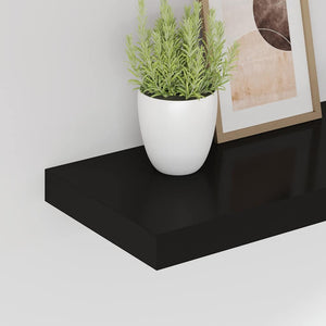 Ράφια Τοίχου 2 τεμ. Μαύρα 50x23,5x3,8 εκ. MDF