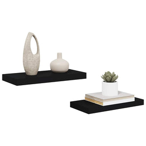 Ράφια Τοίχου 2 τεμ. Μαύρα 50x23,5x3,8 εκ. MDF