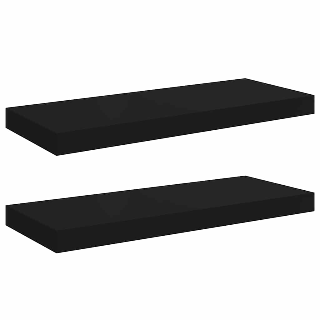 Ράφια Τοίχου 2 τεμ. Μαύρα 60x23,5x3,8 εκ. MDF - Pakobazaar