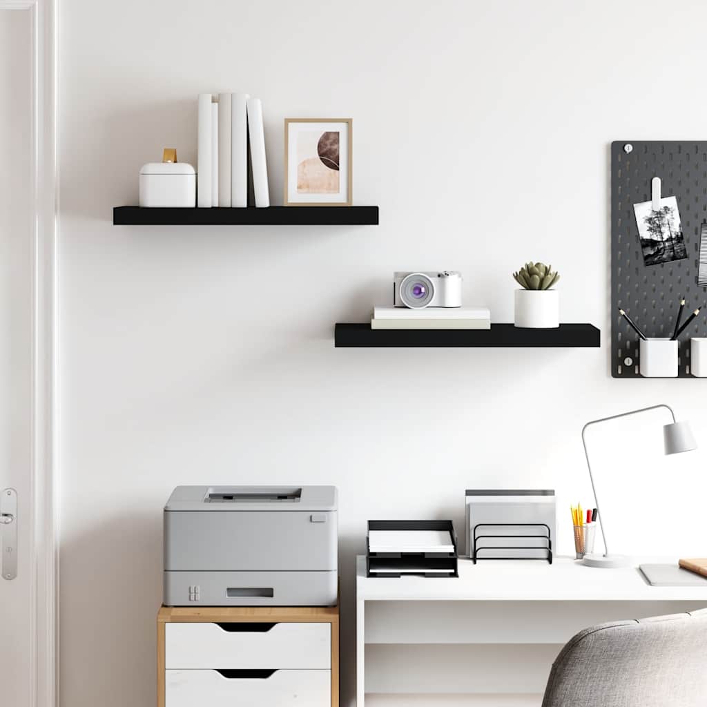 Ράφια Τοίχου 2 τεμ. Μαύρα 60x23,5x3,8 εκ. MDF - Pakobazaar
