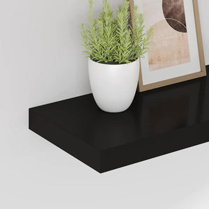 Ράφια Τοίχου 2 τεμ. Μαύρα 60x23,5x3,8 εκ. MDF - Pakobazaar