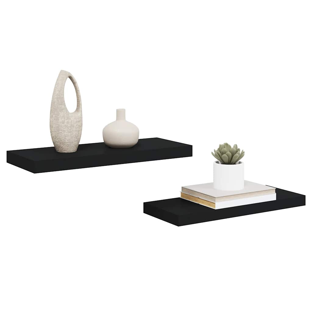 Ράφια Τοίχου 2 τεμ. Μαύρα 60x23,5x3,8 εκ. MDF - Pakobazaar