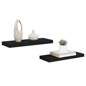 Ράφια Τοίχου 2 τεμ. Μαύρα 60x23,5x3,8 εκ. MDF - Pakobazaar