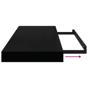 Ράφια Τοίχου 2 τεμ. Μαύρα 60x23,5x3,8 εκ. MDF - Pakobazaar