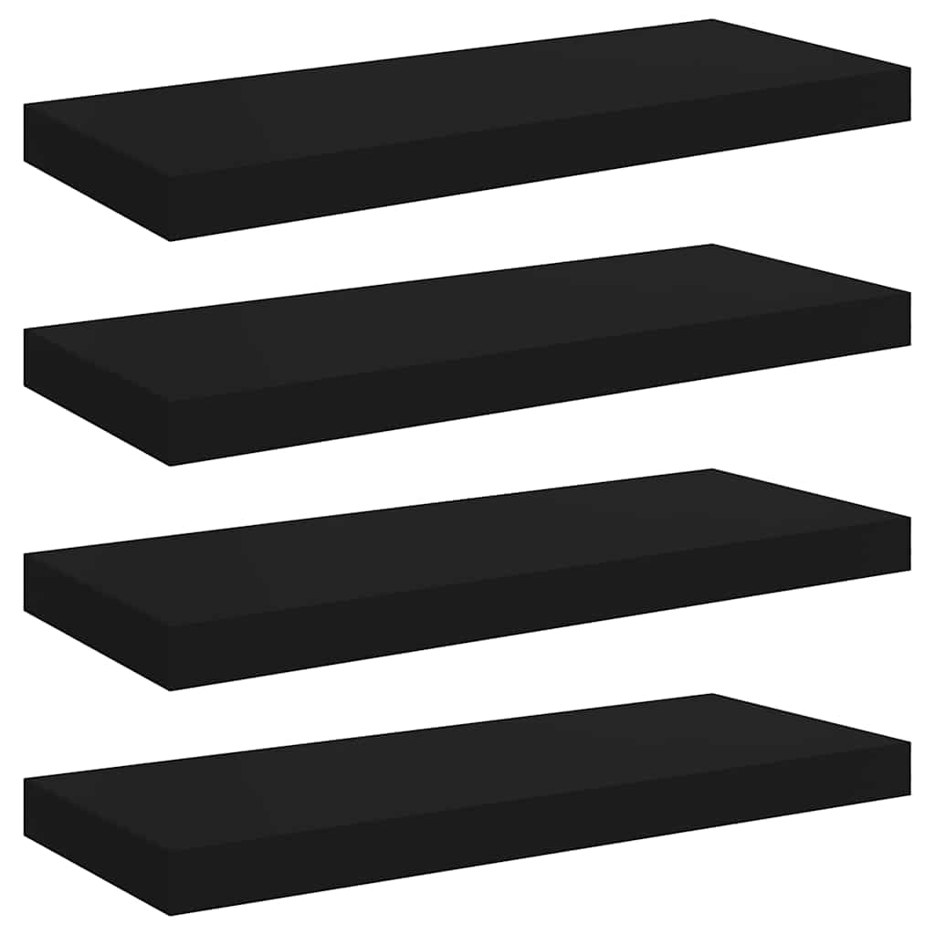 Ράφια Τοίχου 4 τεμ. Μαύρα 60x23,5x3,8 εκ. MDF