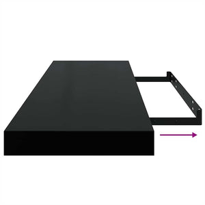 Ράφι Τοίχου Μαύρο 80x23,5x3,8 εκ. MDF