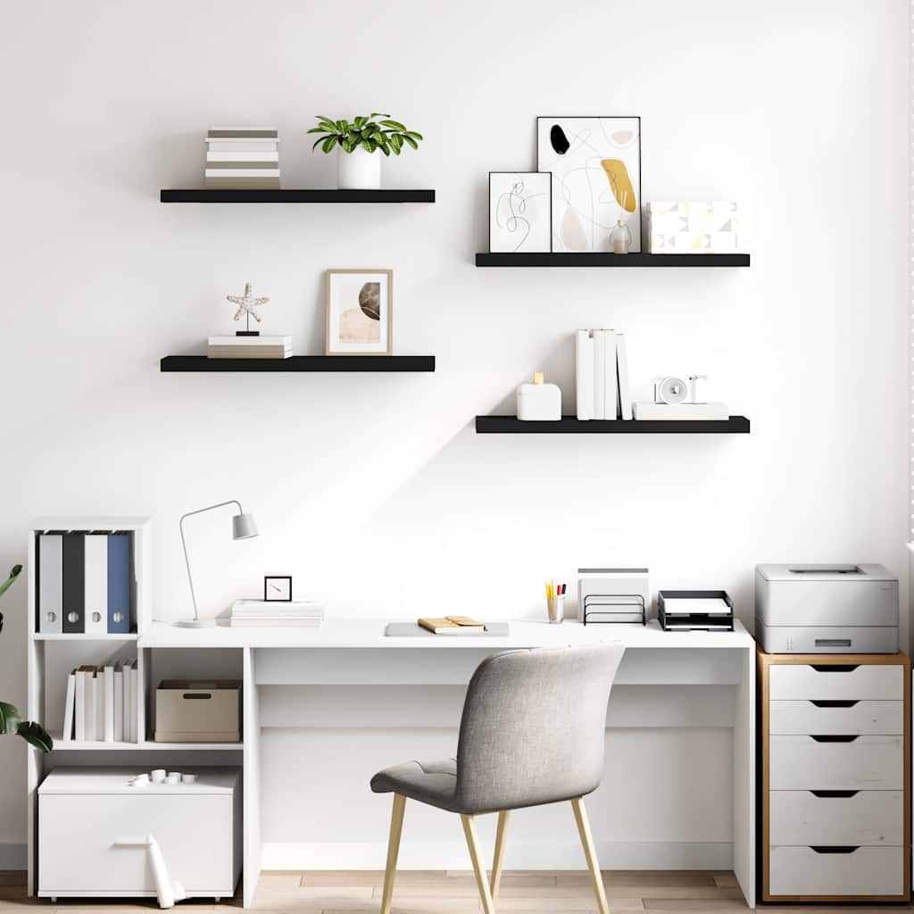 Ράφια Τοίχου 4 τεμ. Μαύρα 80x23,5x3,8 εκ. MDF