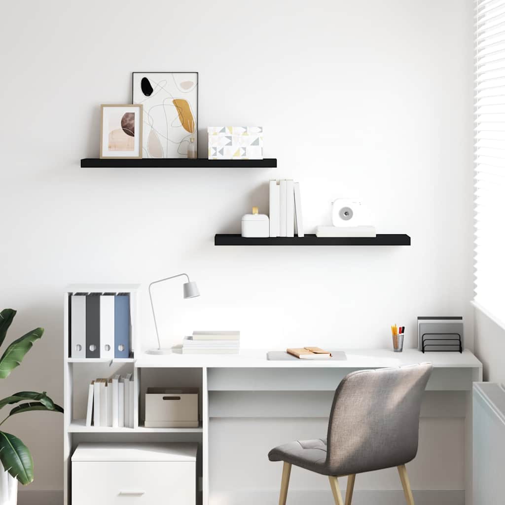 Ράφια Τοίχου 2 τεμ. Μαύρα 90x23,5x3,8 εκ. MDF