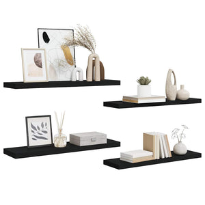 Ράφια Τοίχου 4 τεμ. Μαύρα 90x23,5x3,8 εκ. MDF