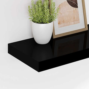 Ράφια Τοίχου 2 τεμ. Μαύρα 120x23,5x3,8 εκ. MDF - Pakobazaar