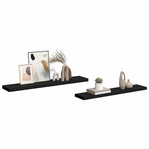 Ράφια Τοίχου 2 τεμ. Μαύρα 120x23,5x3,8 εκ. MDF - Pakobazaar