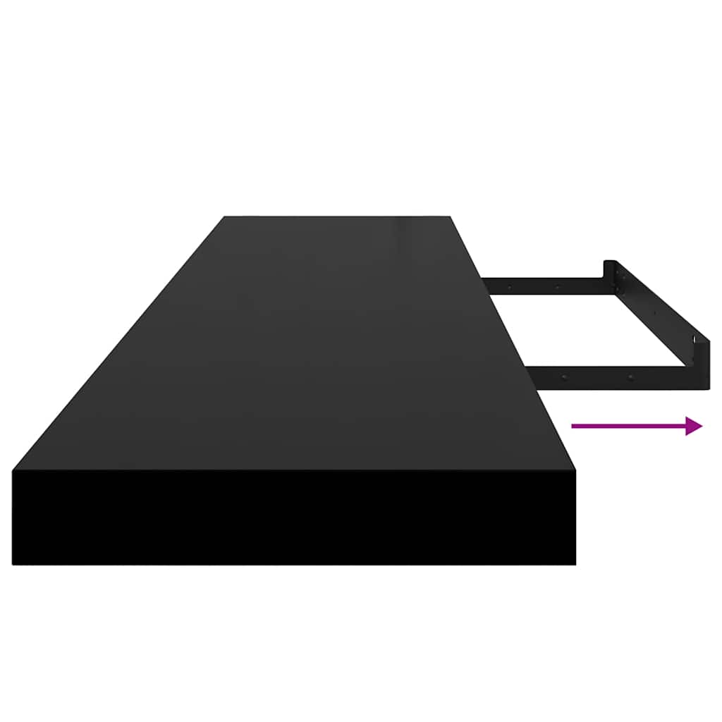 Ράφια Τοίχου 2 τεμ. Μαύρα 120x23,5x3,8 εκ. MDF - Pakobazaar