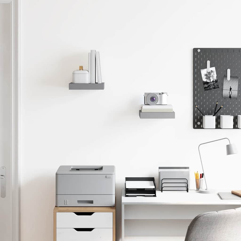 Ράφια Τοίχου 2 τεμ. Γκρι 23x23,5x3,8 εκ. MDF