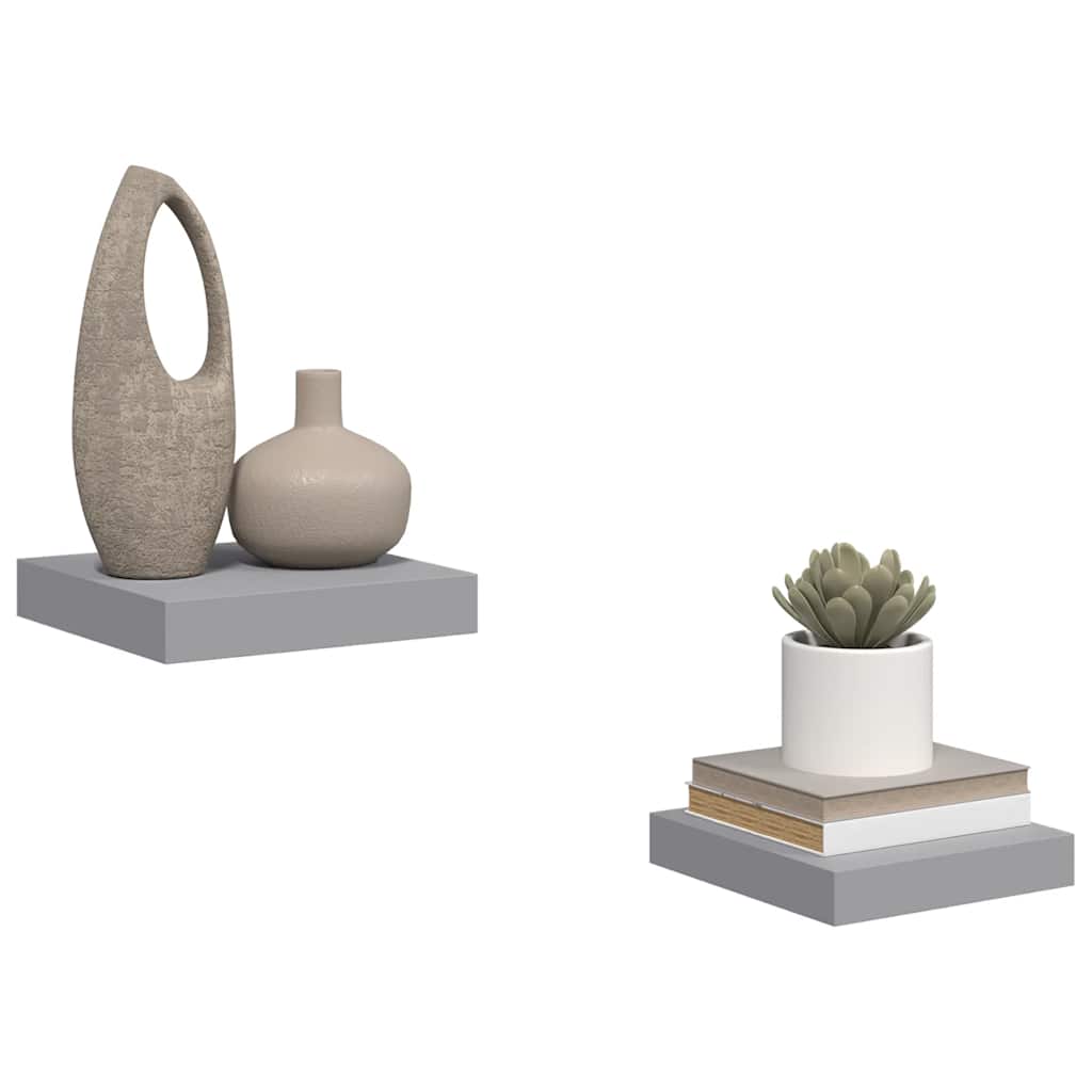 Ράφια Τοίχου 2 τεμ. Γκρι 23x23,5x3,8 εκ. MDF