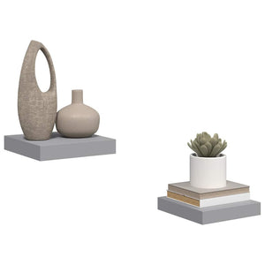Ράφια Τοίχου 2 τεμ. Γκρι 23x23,5x3,8 εκ. MDF