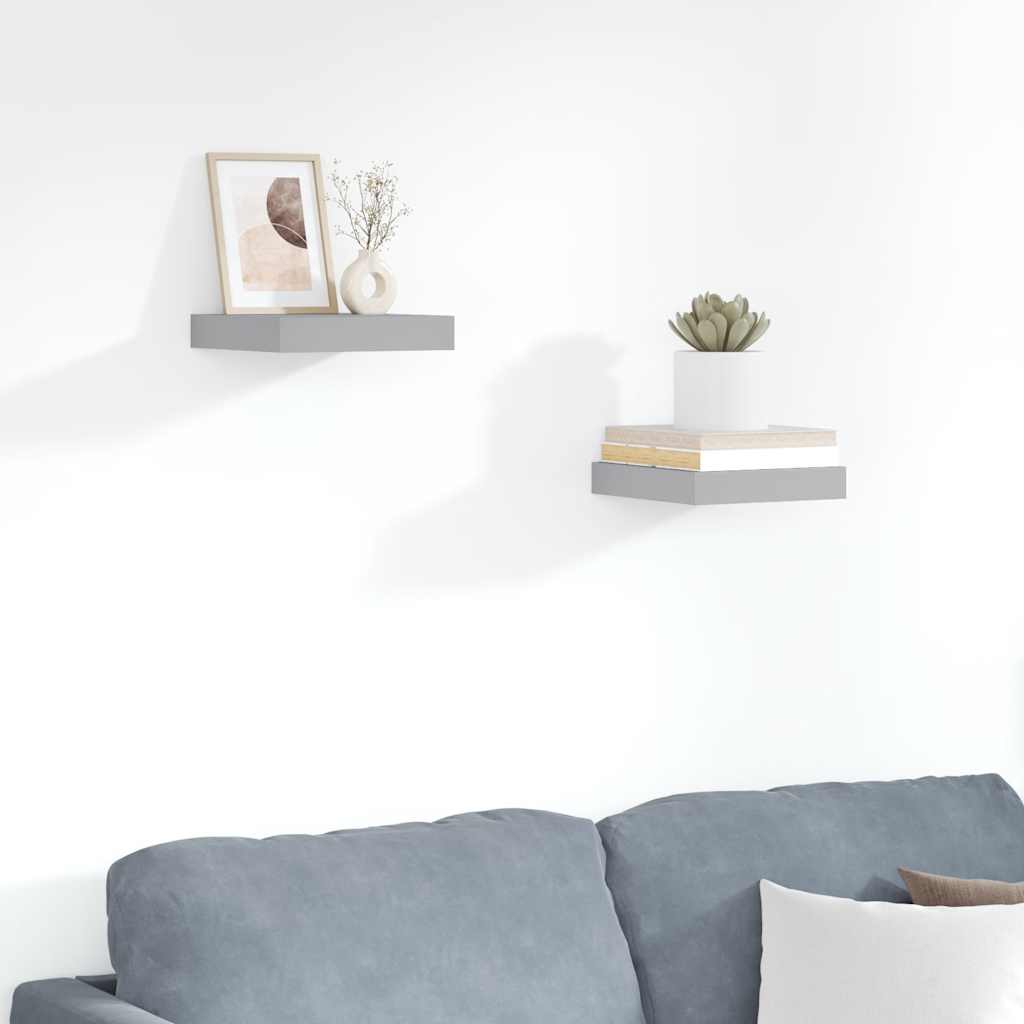 Ράφια Τοίχου 2 τεμ. Γκρι 23x23,5x3,8 εκ. MDF