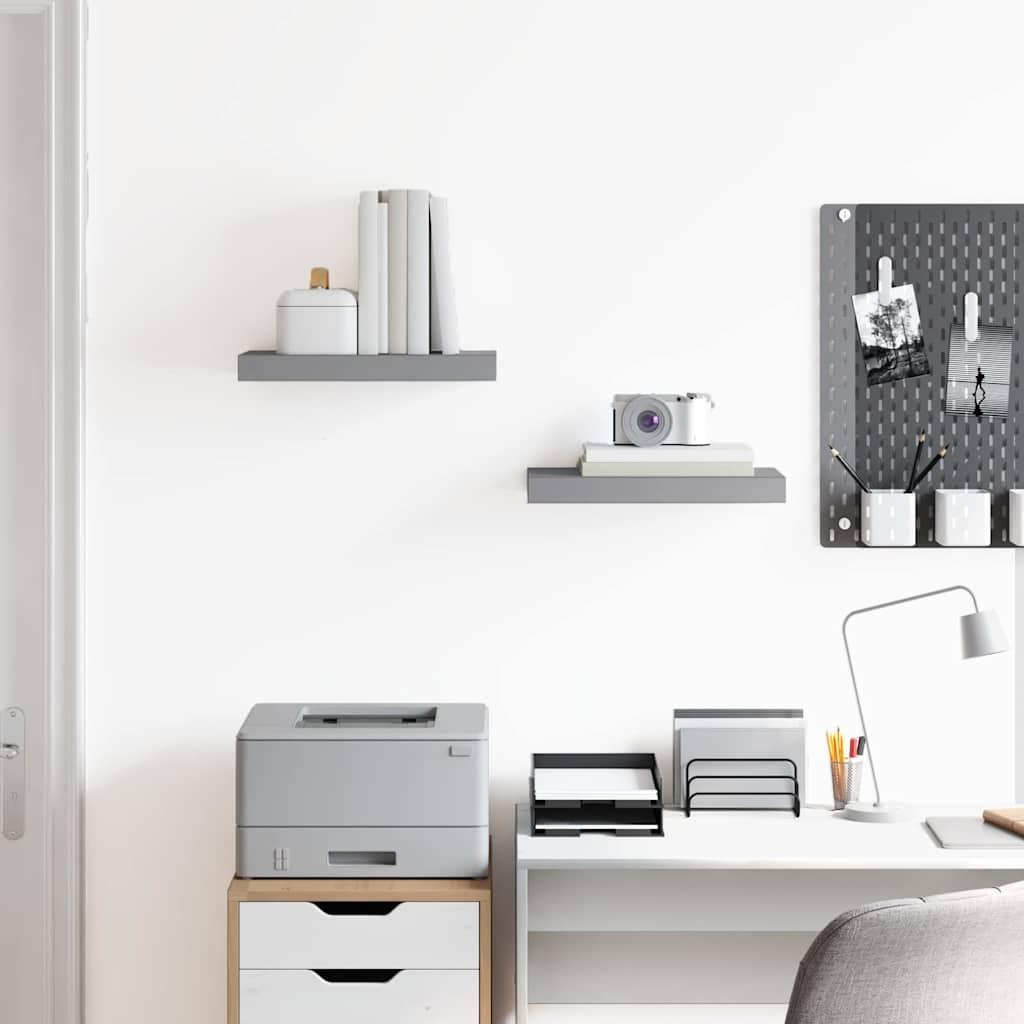 Ράφια Τοίχου 2 τεμ. Γκρι 40x23x3,8 εκ. MDF