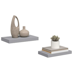 Ράφια Τοίχου 2 τεμ. Γκρι 40x23,5x3,8 εκ. MDF