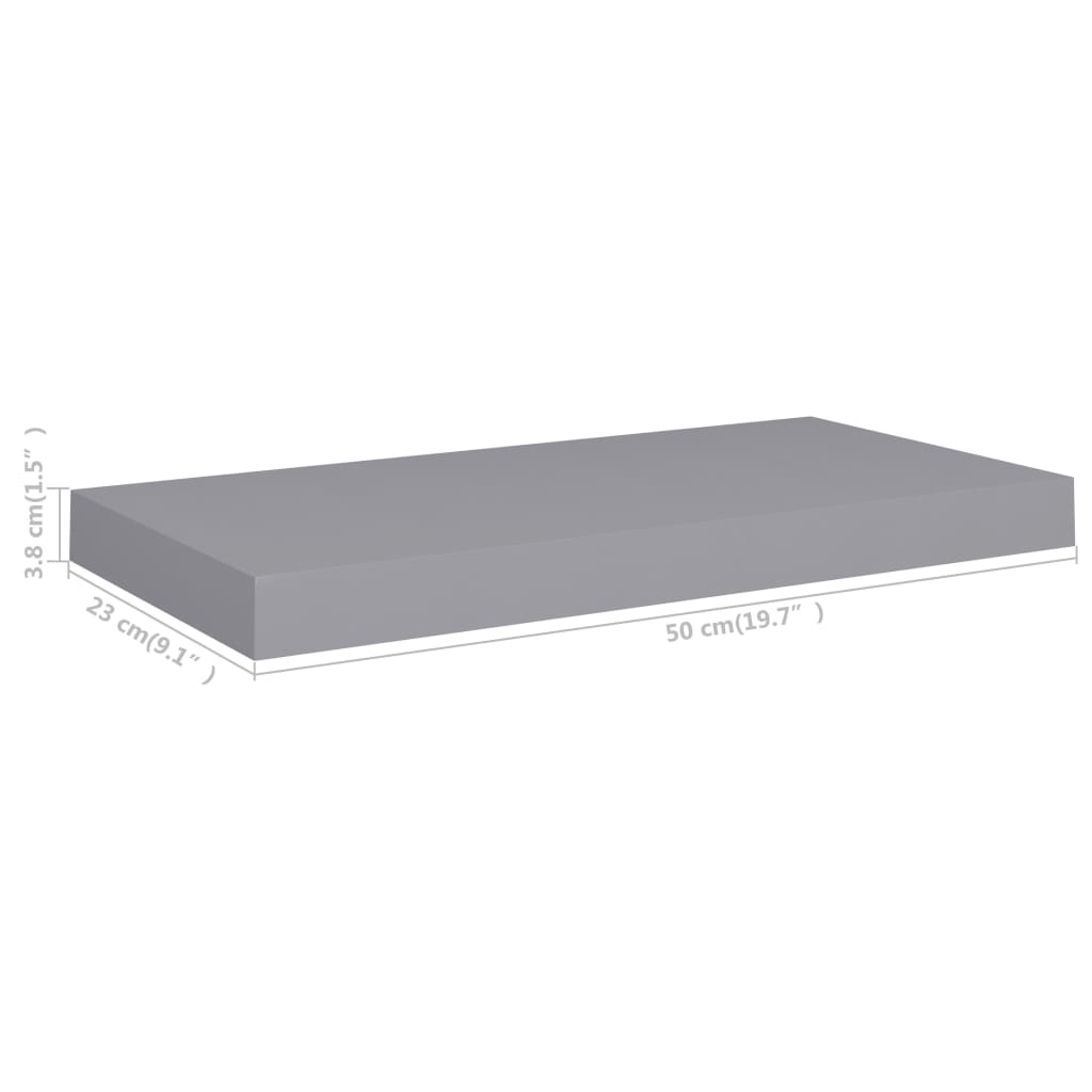 Ράφι Τοίχου Γκρι 50x23,5x3,8 εκ. MDF