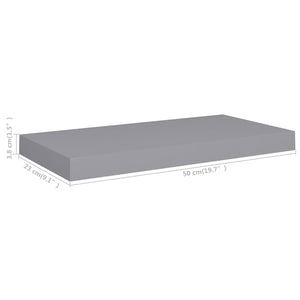 Ράφι Τοίχου Γκρι 50x23,5x3,8 εκ. MDF