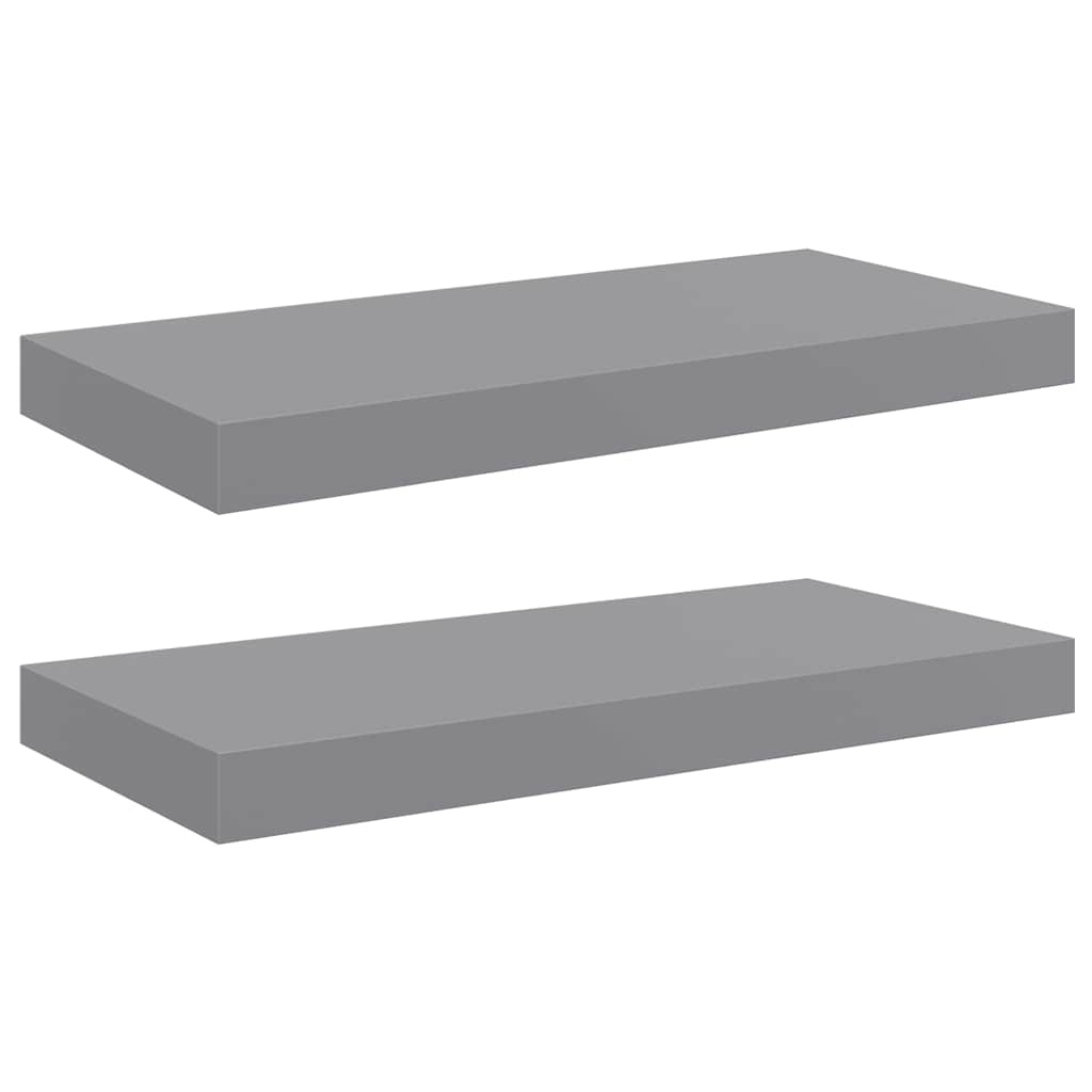 Ράφια Τοίχου 2 τεμ. Γκρι 50x23,5x3,8 εκ. MDF