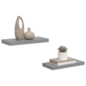 Ράφια Τοίχου 2 τεμ. Γκρι 50x23,5x3,8 εκ. MDF