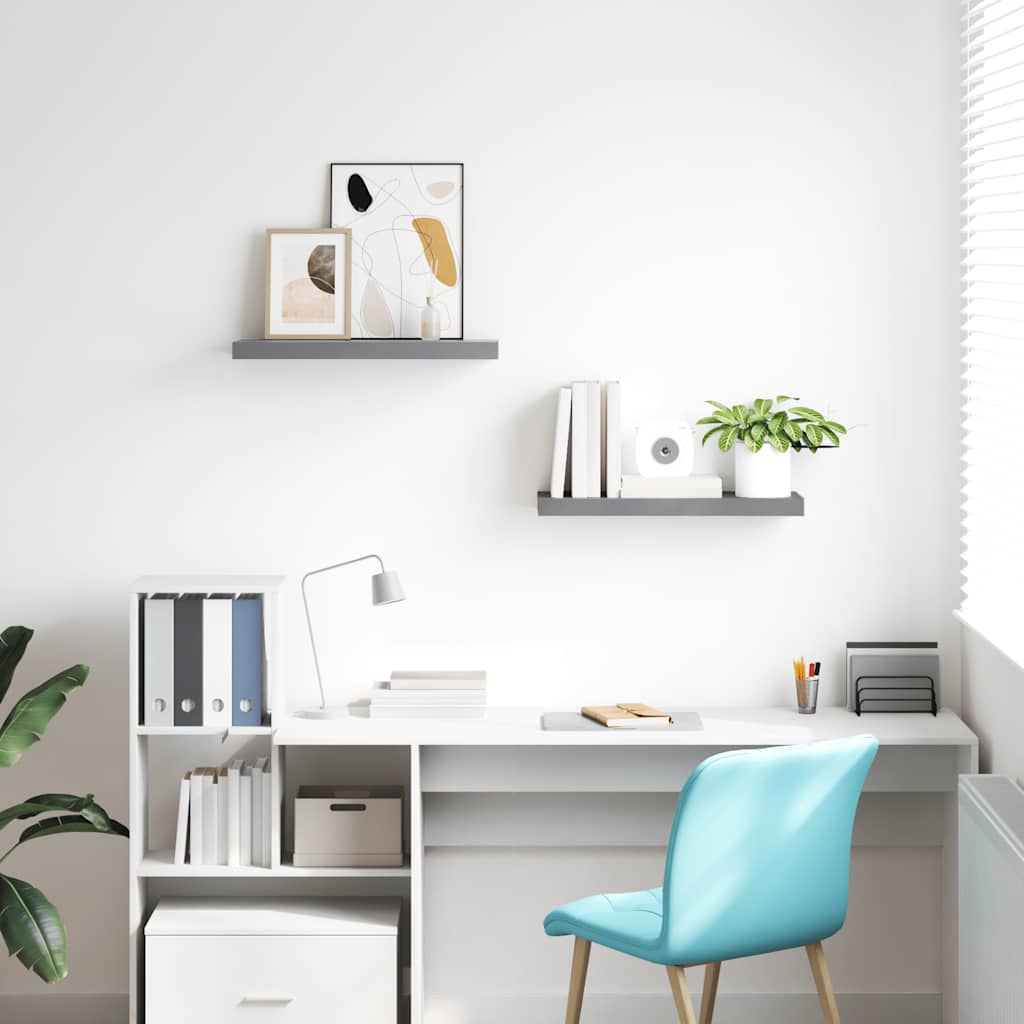 Ράφια Τοίχου 2 τεμ. Γκρι 60 x 23,5 x 3,8 εκ. MDF