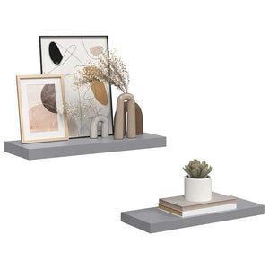 Ράφια Τοίχου 2 τεμ. Γκρι 60 x 23,5 x 3,8 εκ. MDF