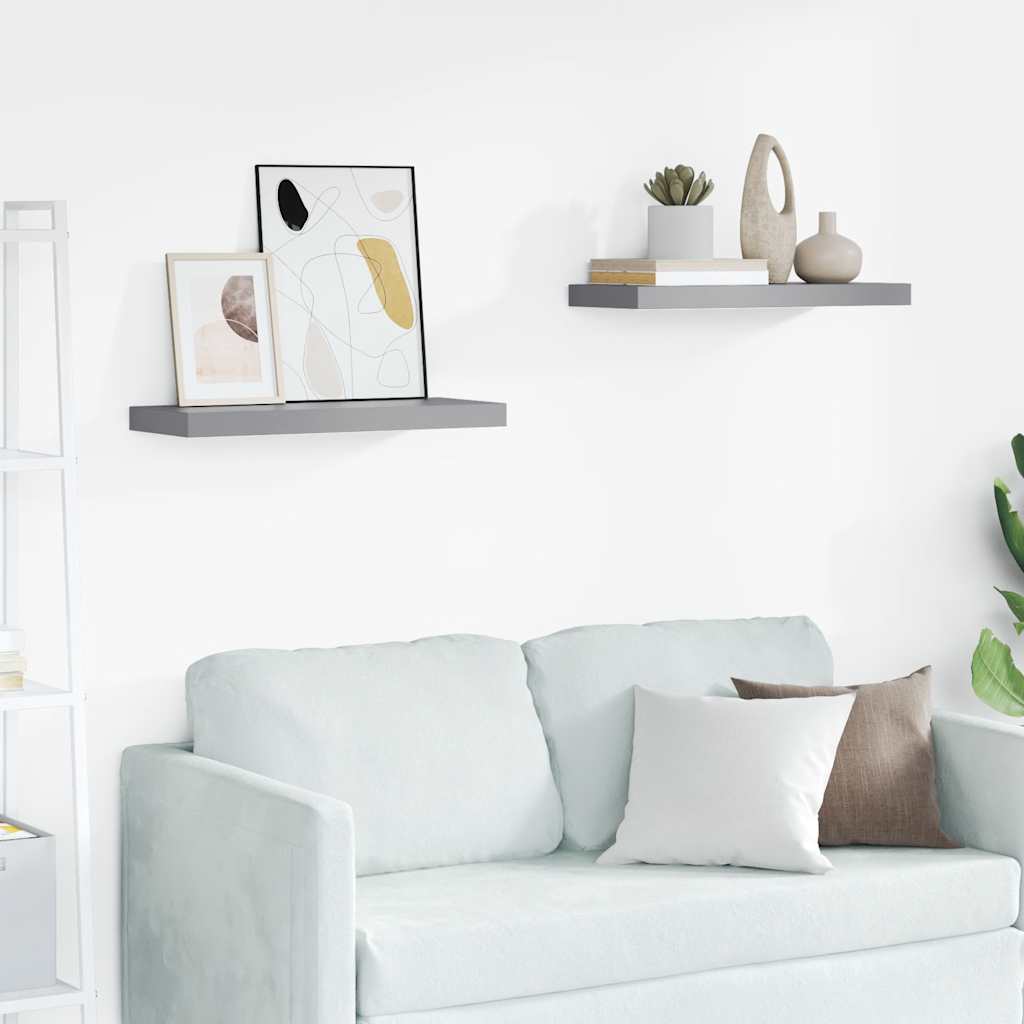 Ράφια Τοίχου 2 τεμ. Γκρι 60 x 23,5 x 3,8 εκ. MDF