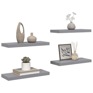 Ράφια Τοίχου 4 τεμ. Γκρι 60 x 23,5 x 3,8 εκ. MDF