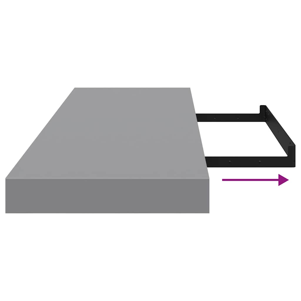 Ράφια Τοίχου 2 τεμ. Γκρι 80x23,5x3,8 εκ. MDF