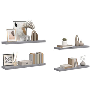 Ράφια Τοίχου 4 τεμ. Γκρι 90x23,5x3,8 εκ. MDF