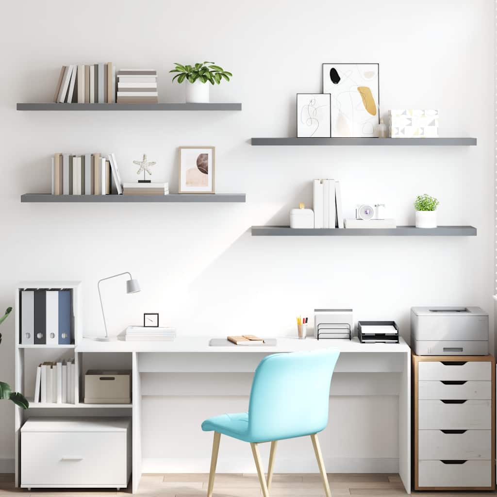 Ράφια Τοίχου 4 τεμ. Γκρι 120x23,5x3,8 εκ. MDF - Pakobazaar