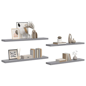 Ράφια Τοίχου 4 τεμ. Γκρι 120x23,5x3,8 εκ. MDF - Pakobazaar