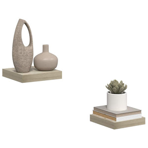 Ράφια Τοίχου 2 τεμ. Χρώμα Δρυός 23x23,5x3,8 εκ. MDF