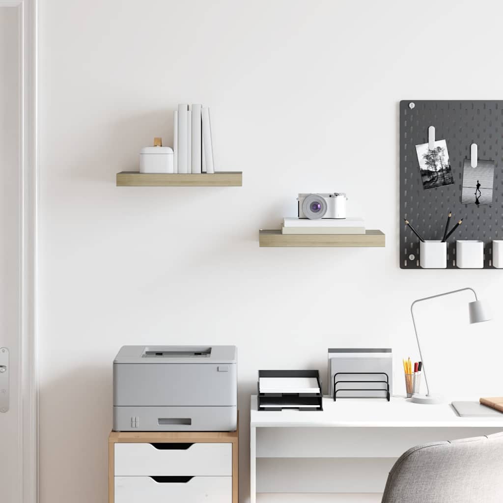 Ράφια Τοίχου 2 τεμ. Χρώμα Δρυός 40x23x3,8 εκ. MDF