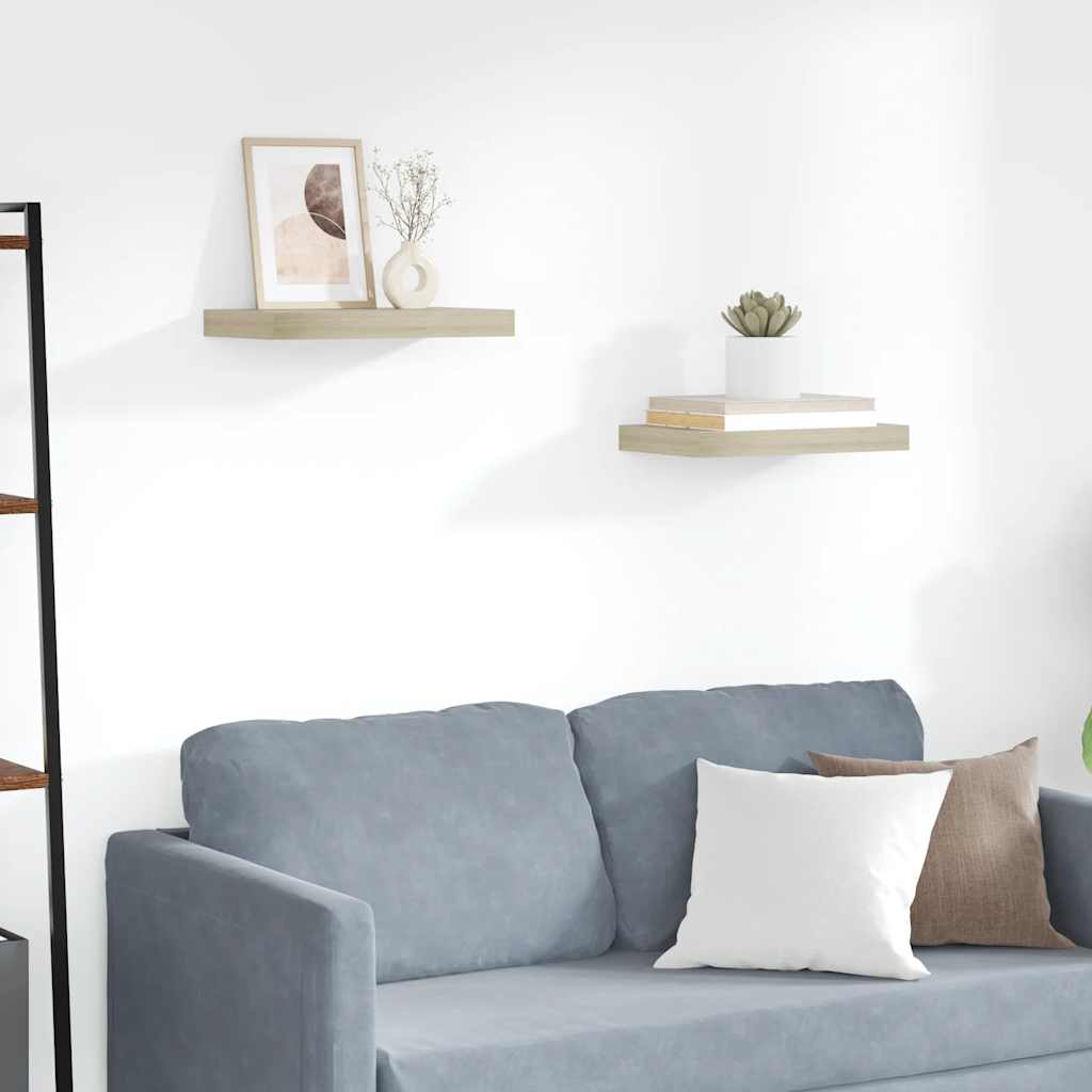 Ράφια Τοίχου 2 τεμ. Χρώμα Δρυός 40x23x3,8 εκ. MDF